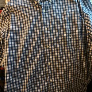 Chaps Blue and White Casual Button Down Shirt